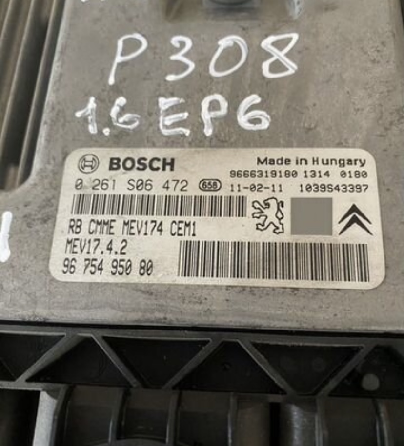 Блок управления двигателем Peugeot 308 I 2007-2015 (0261S06472 1606491280) Блок управления двигателем Ситрое Пежо 1.6 комплект BSI 0261S06472 MEV174 CEM1 MEV17.4.2