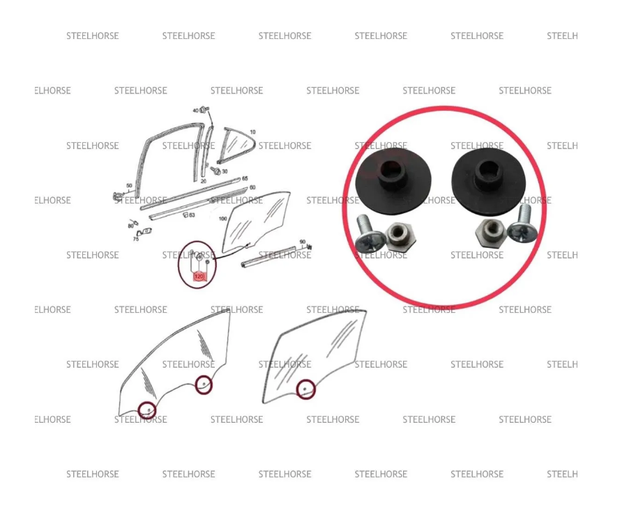Mercedes Benz W203 Ремкомплект стеклоподъемника (втулка стекла) Mercedes Benz W203  2037200114  ; A2037200114 MH-7199