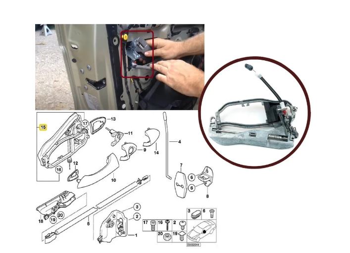 BMW X5 E53 Кронштейн ручки передней левой двери НОВАЯ MH-7487 BMW X5 E53 (2000-2007) 51218243615