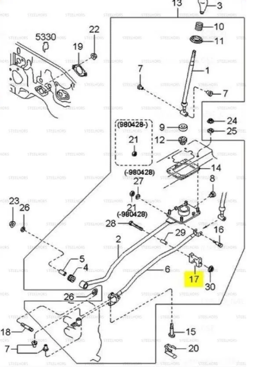 Ремкомплект кулисы кпп Kia Spectra,Rio I,Avella,Clarus,Shuma KKY0146090 KKY0146062 0K2A146100H 0K2A146100G MDA0146086  MP00546081