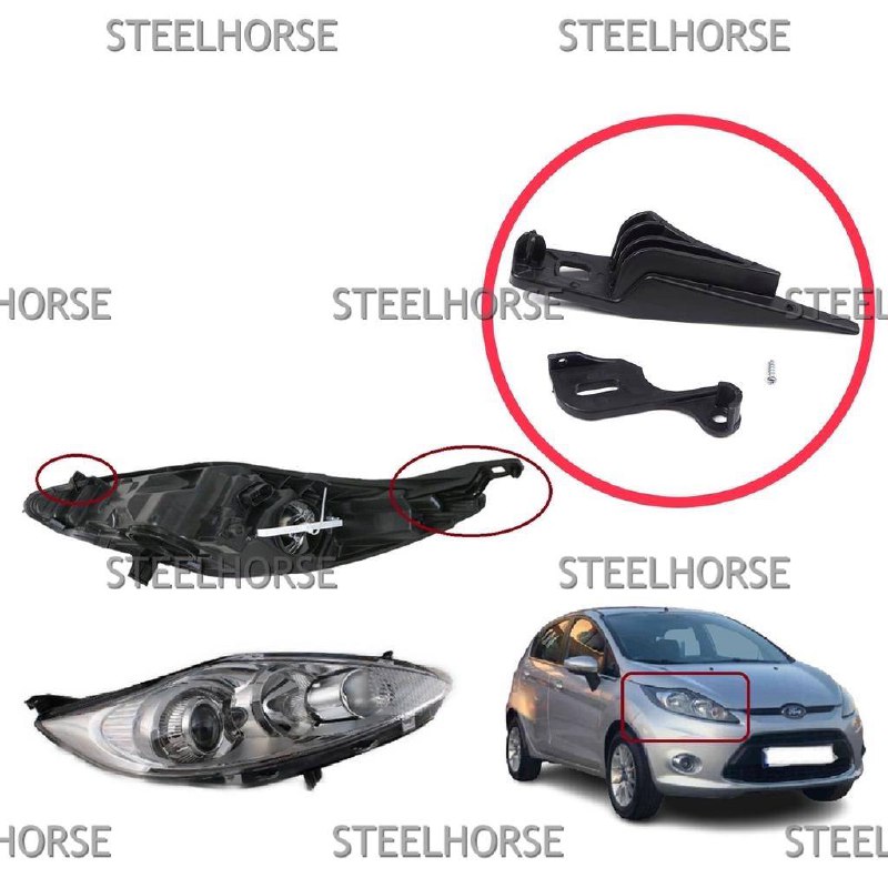 Ford Fiesta 2008-2019 Кронштейн фары правой (к-кт) Ford Fiesta 2008-2012 1734613; 1734614; 1678065; 1678069 EH-406026