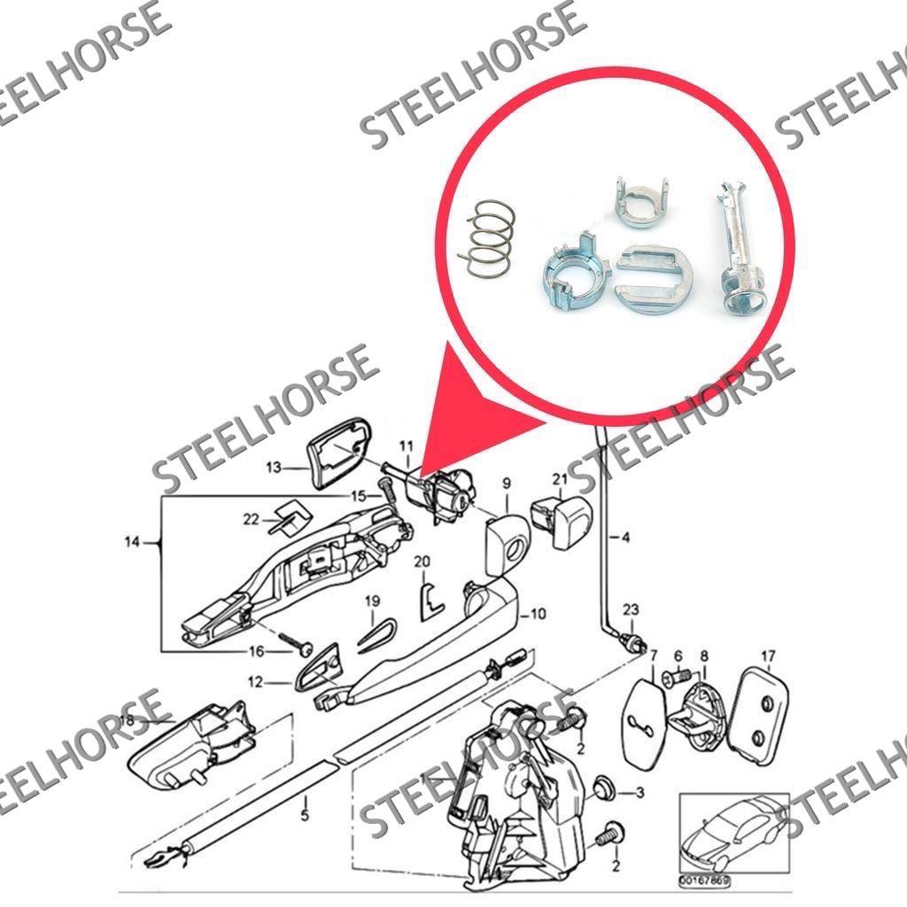 Ремкомплект личинки двери (левый) BMW E46 1998-2005 51217019975; 51218244051 MH-9219