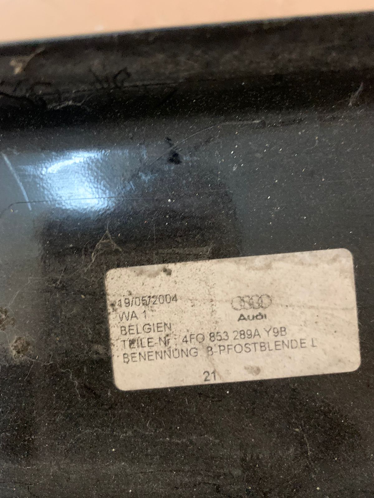 Audi A6 [C6,4F] Накладка стойки AUDI A6 [C6,4F] (2005-2011) 4F0853289A
