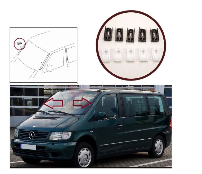 Крепеж НОВЫЙ SH-7051  MERCEDES BENZ VITO (638) (1996-2003) (наружной накладки стойки лобового стекла) правой A6389840961 левой A6389840861