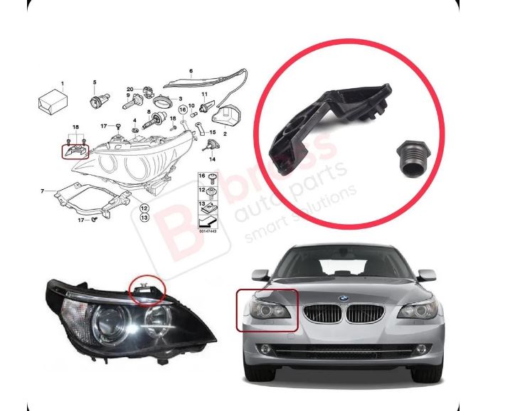 BMW 5-серия E60-E61 Кронштейн  крепления фары правой  НОВЫЙ BR-7394  для BMW 5 серии E60 E61 2003-2010 63127160194 63126949634 63127045694