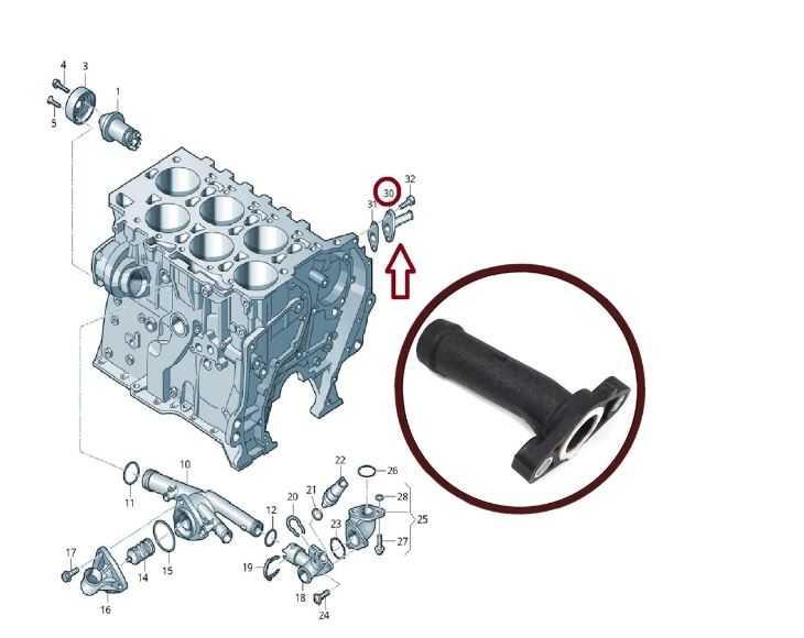 Фланец системы охлаждения НОВЫЙ SH-7647 Audi Q7 VW EOS CC Passat Touareg Porsche Cayenne Skoda Superb 03Х121144А, 03Х121145А, 95510623100
