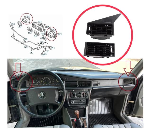 Mercedes Benz W201 1982-1993 Дефлектор воздушный левый правый в салон НОВЫЙ MH-7697 для Mercedes Benz W201 1982-1993 A2018301154, A2018301254