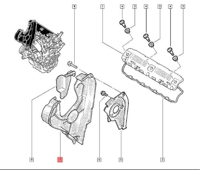 Renault Laguna 2001-2008 Кожух ремня ГРМ НОВЫЙ SH-8997 для Renault Espace IV, Laguna II, Trafic II, Opel Vivaro, Nissan Primastar 7700116265