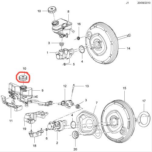 Opel Astra G Крышка бачка тормозной жидкости Opel Astra G; Astra H; Zafira A; Meriva A; Meriva B; Vectra C. Новая аналог 9118181; 93189060; 559261; 559252; S-352017