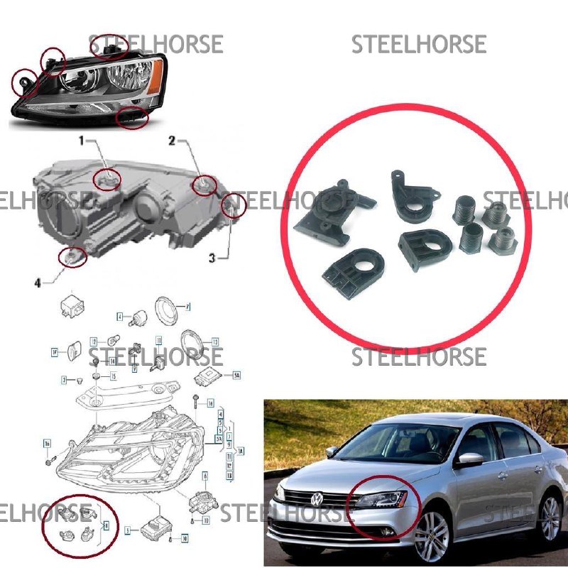 Volkswagen Jetta 2011-2018 Кронштейн фары левой (к-кт) VW Jetta после 2012- EH-401550 5C7998225