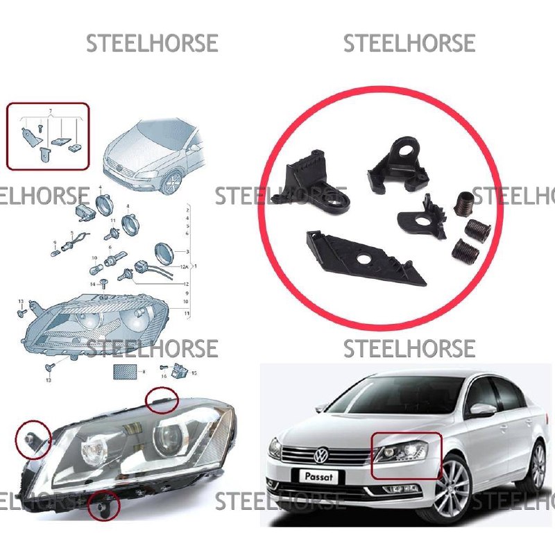 Volkswagen Passat [B7] 2011-2015 Кронштейн фары левой (к-кт) VW Passat B7 2011-2014 EH-402040  3AA998225