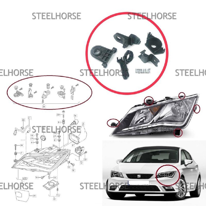 Кронштейн фары левой (к-кт)  Seat Leon 2013-2020 5F0998225 EH-404442