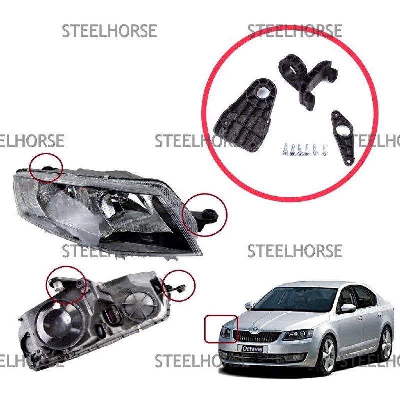 Skoda Octavia (A7) Кронштейн фары правой (к-кт) Skoda Octavia (A7) 2013-2017 EH-404445 5E0998226