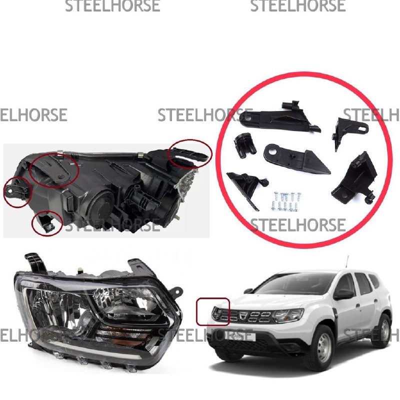 Renault Duster II 2021- Кронштейн фары правой (к-кт) Renault Duster 2 после 2021- 260103537R; 260101133R EH-406090