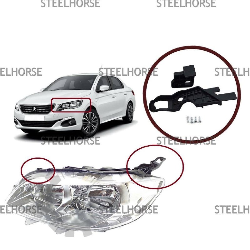 Peugeot 301 Кронштейн фары левой (к-кт) Peugeot 301 2012-2016 9805552680; 9675140380 EH-406038