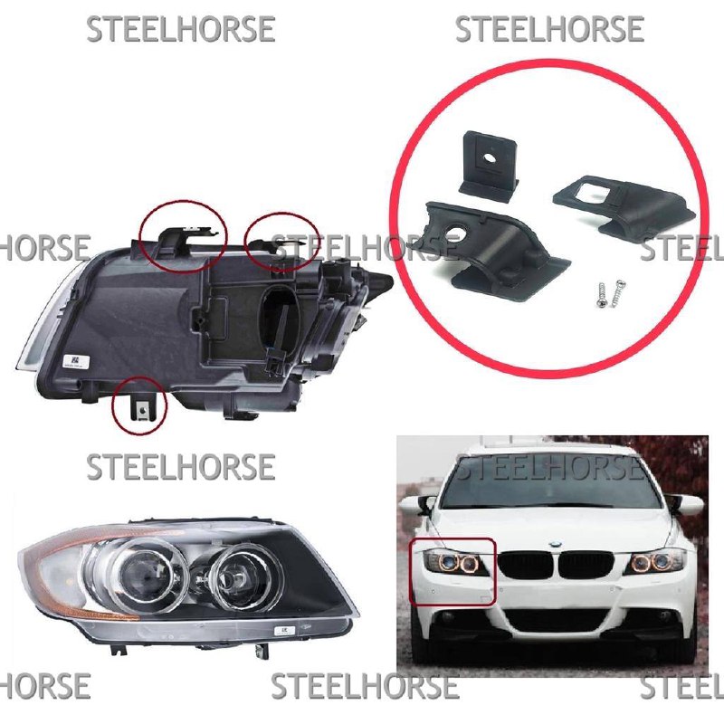 BMW 3-serie E90-E91 2005-2012 Кронштейн фары правой (к-кт) BMW E90 2005-2012 63117161672; 63116942722; 63116942738 EH-406030