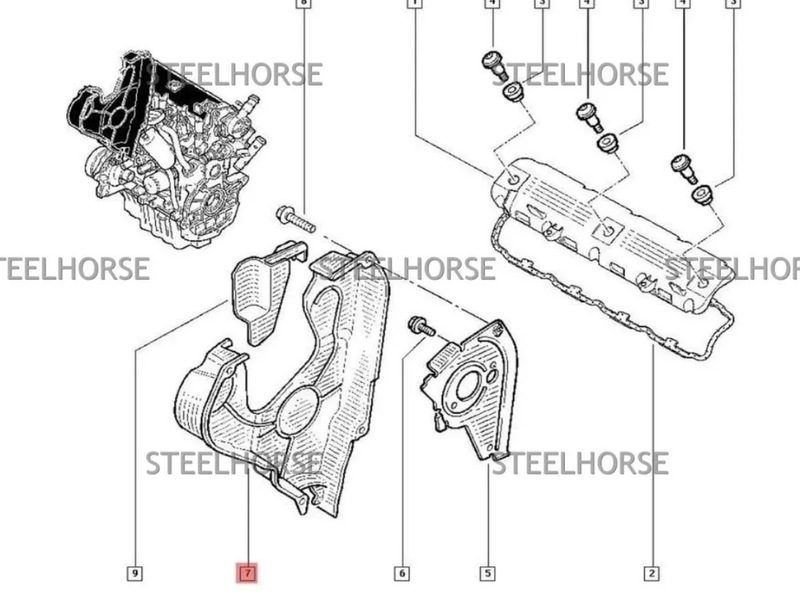 Renault Laguna 2001-2008 Защита (кожух) ремня ГРМ для Renault Espace IV, Laguna II, Trafic II, Opel Vivaro, Nissan Primastar 2001-2014 7700116265 ; 8200255494 ; 8200154013 ; 4408128 SH-8997